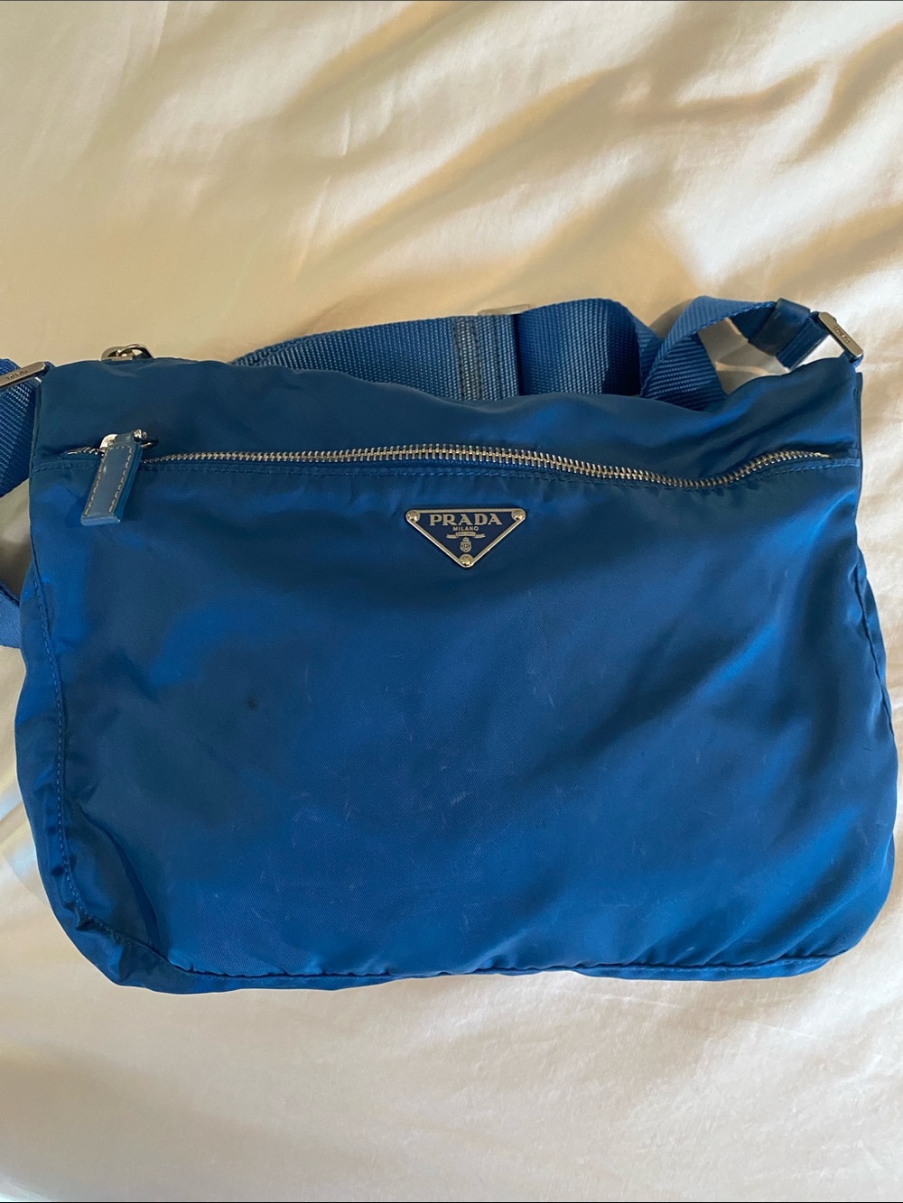Vintage Prada Teal-Blue Nylon Crossbody Shoulder Bag - Picture 8 of 11
